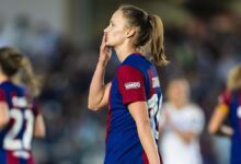 Caroline Graham Hansen celebra un gol en el Clásico