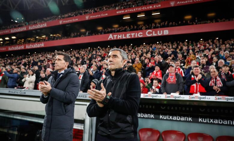 Ernesto Valverde, en un partido en San Mamés