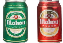 Una Mahou roja y otra verde