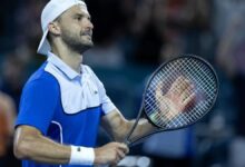 Grigor Dimitrov, durante el encuentro