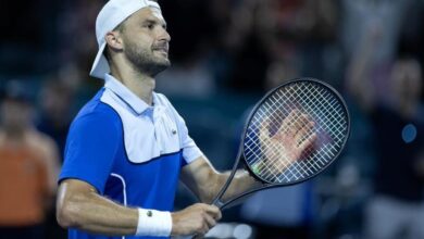 Grigor Dimitrov, durante el encuentro