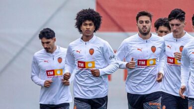 El Valencia durante el entrenamiento sin los internacionales