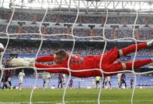 Lunin, en un Clásico ante el Barcelona