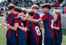 El sub-14 del Barça venció 2-0 al CP Sarrià con doblete de Pol Puigmal