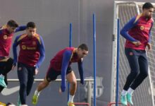 La plantilla del Barça se entrena tras una semana de compromisos de la selección