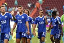 Los jugadores del Leicester City, en un partido de pretemporada