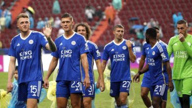 Los jugadores del Leicester City, en un partido de pretemporada