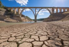 España se queda sin agua: aspecto del embalse de Entrepeñas (Guadalajara), sin agua