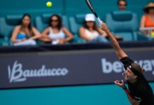 Zverev, durante su partido en Miami