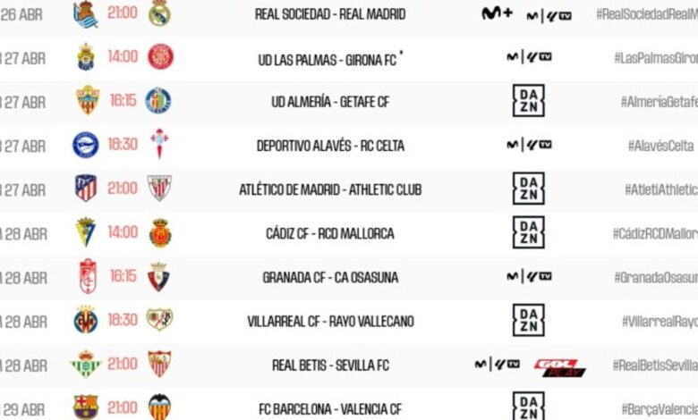 Los partidos de la 33ª jornada de LaLiga