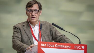 El líder del PSC, Salvador Illa, en un acto de partido