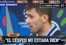 Rodri también raja del Bernabéu: "El césped se levantaba, no estaba uniforme"