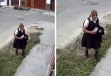 Captan a hombre vestido de colegiala para acosar a estudiantes: VIDEO