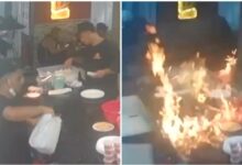 IMÁGENES FUERTES: cocinero provoca incendio en restaurante y quema a los comensales