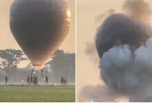 VIDEO: globo aerostático explota en el aire y cae, hay varios adolescentes heridos