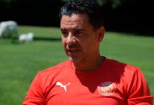 Míchel, en la pretemporada del Girona