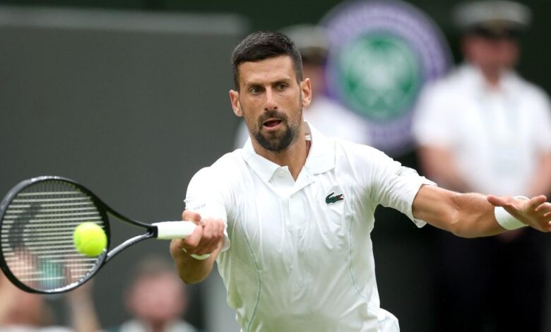 Djokovic, durante su estreno en Wimbledon 2024