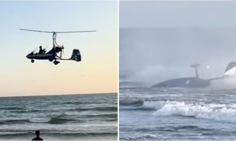 VIDEO: aeronave se estrella en el mar y cae sobre una playa repleta de turistas