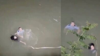 VIDEO: dramático rescate de una mujer termina con el sacrificio de un policía en un río