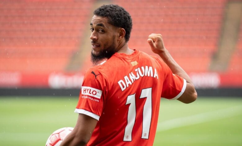 El delantero neerlandés Arnaut Danjuma, durante su presentación como nuevo jugador del Girona FC