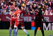 Stuani celebra el tanto contra el Barça