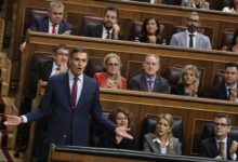 El presidente del Gobierno, Pedro Sánchez, durante su intervención en el pleno del Congreso este miércoles.