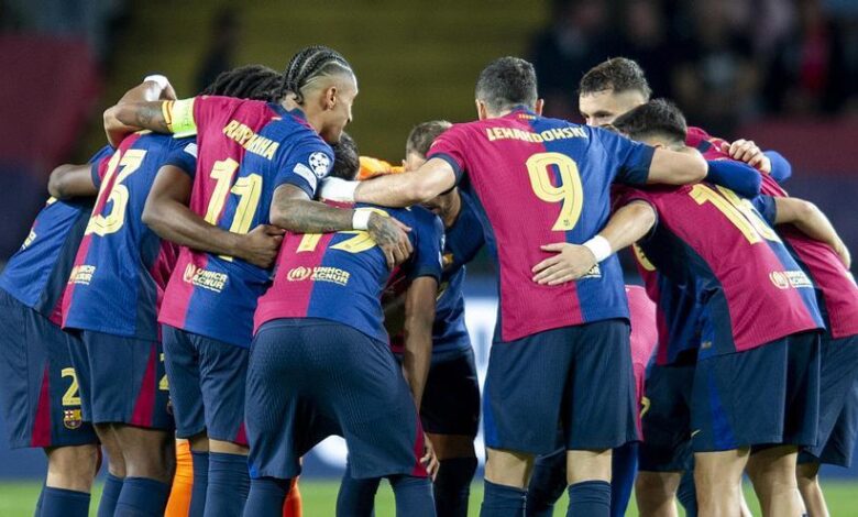 Los azulgrana se conjuran antes de empezar el partido de Champions League entre el FC Barcelona y el Bayern de Munich.