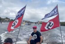 VIDEO: Con esvásticas e insultos raciales, neonazis apoyan a Trump; republicanos los acusan de ser liberales infiltrados