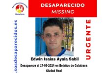 Edwin Ayala desapareció el pasado 17 de junio en Bolaños de Calatrava (Ciudad Real).