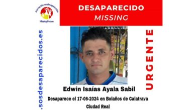 Edwin Ayala desapareció el pasado 17 de junio en Bolaños de Calatrava (Ciudad Real).