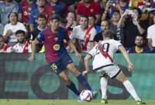 Gerard Martín, en el partido del FC Barcelona ante el Rayo Vallecano