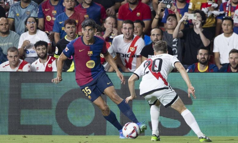 Gerard Martín, en el partido del FC Barcelona ante el Rayo Vallecano