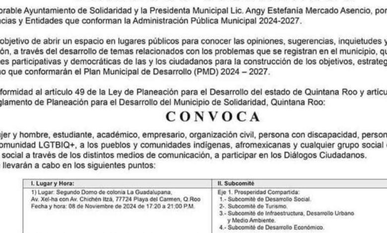 Llaman a solidarenses a participar en la creación del Plan Municipal de Desarrollo