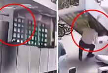 Captan momento en que sillón aplasta a un hombre mientras caminaba | VIDEO