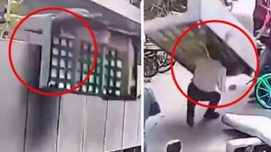 Captan momento en que sillón aplasta a un hombre mientras caminaba | VIDEO