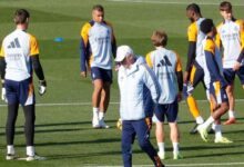 Ancelotti durante un entrenamiento del Real Madrid