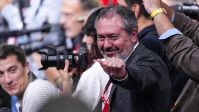 El secretario general del PSOE de Andalucía, durante el Congreso