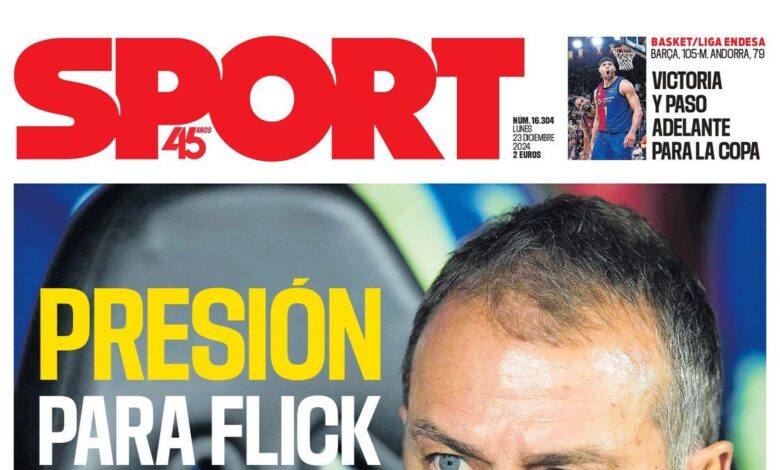 La portada SPORT de hoy, lunes 23/12