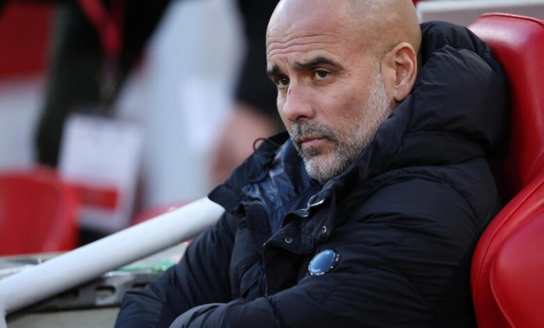 El entrenador del Manchester City, Pep Guardiola, durante el partido de Premier League contra el Liverpool