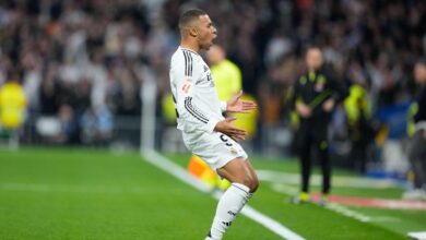 Kylian Mbappe of Real Madrid celebrates a goal during the Spanish League, LaLiga EA Sports, football match played between Real Madrid and Sevilla FC at Santiago Bernabeu stadium on December 22, 2024, in Madrid, Spain. AFP7 22/12/2024 ONLY FOR USE IN SPAIN. Oscar J. Barroso / AFP7 / Europa Press;2024;SOCCER;SPAIN;SPORT;ZSOCCER;ZSPORT;Real Madrid v Sevilla FC - LaLiga EA Sports;