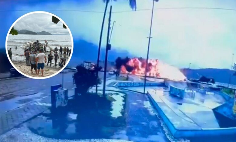 Avioneta se despista, arrolla a dos personas y explota en playa de Brasil, filtran VIDEO del momento exacto