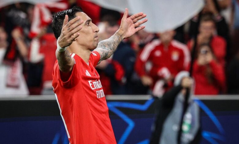 Di María celebrando su gol de penalti ante el Atlético de Madrid