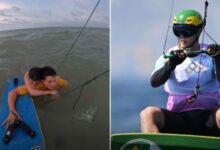 Dramático rescate: kitesurfista olímpico salva a mujer de morir ahogada