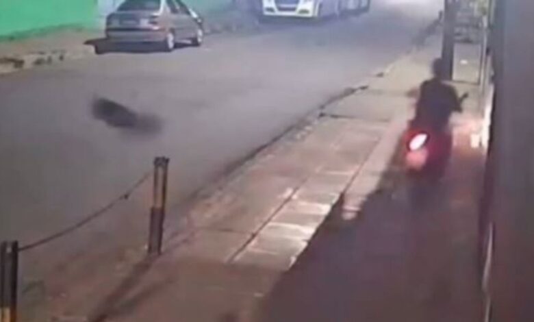 Motociclista sin casco muere tras aparatoso choque contra un poste: VIDEO FUERTE