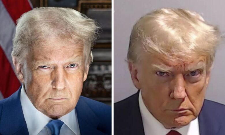 Retrato oficial para segundo mandato de Trump recrea fotografía de su arresto en 2023