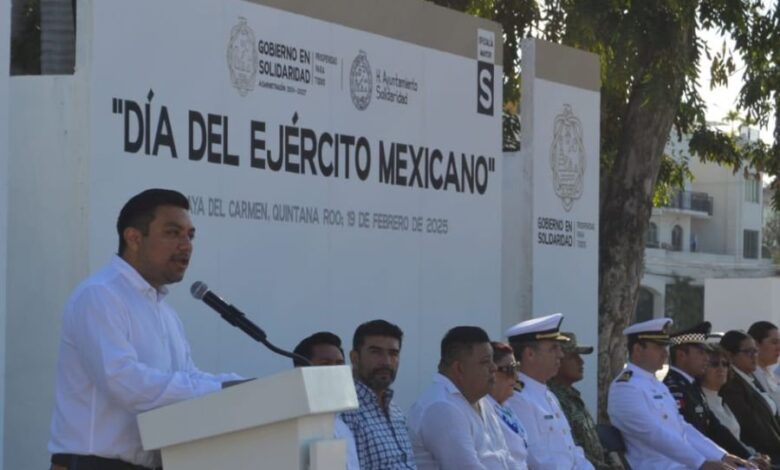 Conmemoran en Solidaridad el “Día del Ejército Mexicano”