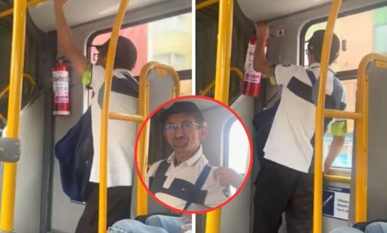 En segundos se roba un extintor del transporte público y queda grabado en VIDEO