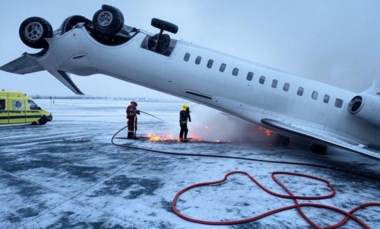 Entre el fuego y temperaturas bajo cero; así fue el rescate de pasajeros del avión accidentado en Toronto | VIDEO