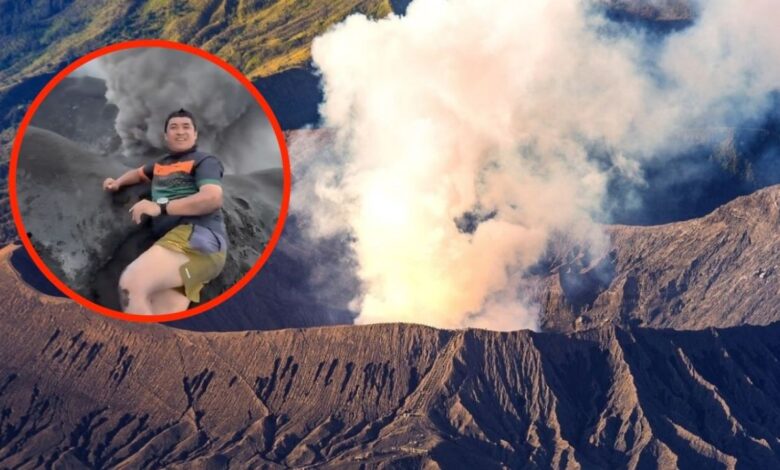 Hombre escala hasta la cima de un volcán y hace erupción | VIDEO