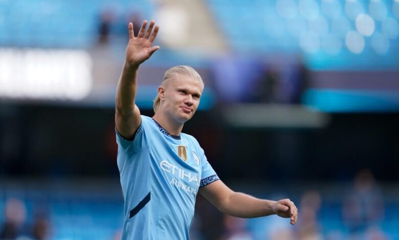 Erling Haaland con la camiseta del Manchester City